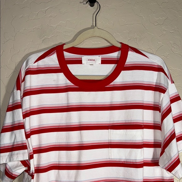 Xirena striped pocket short sleeve Paulina tee in popsicle size large. - Picture 3 of 6